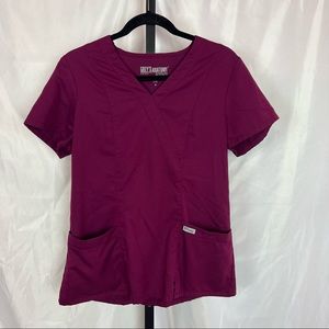 Grey's Anatomy by Barco Two Pocket Mock Wrap Top, size Medium